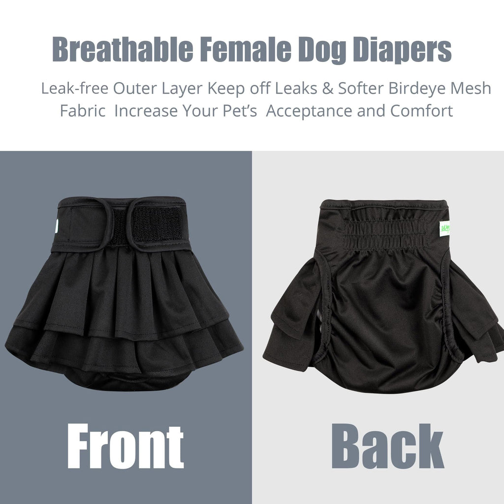 wegreeco Washable Dog Diapers for Female Dogs (3 Pack) – Medium, Black