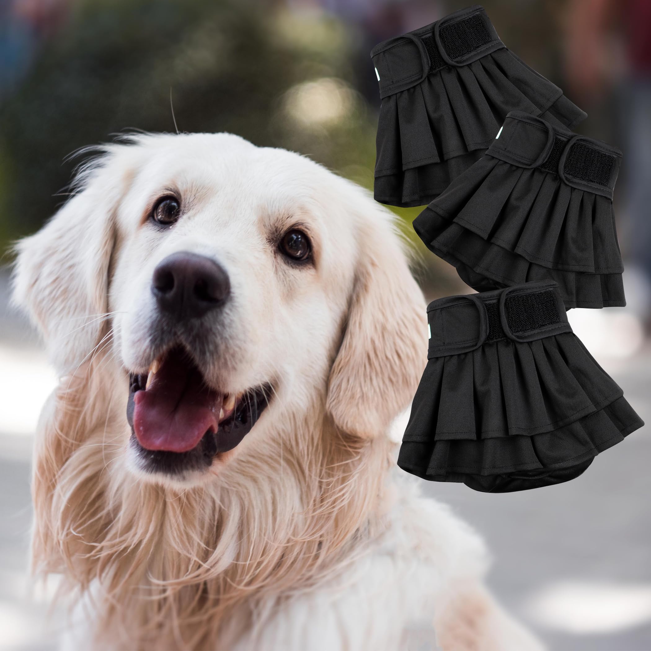 wegreeco Washable Dog Diapers for Female Dogs (3 Pack) – Medium, Black