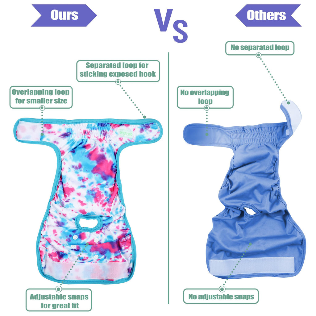 wegreeco Washable Dog Diapers for Females, Pack of 3, Large, Colourful - Reusable & Absorbent