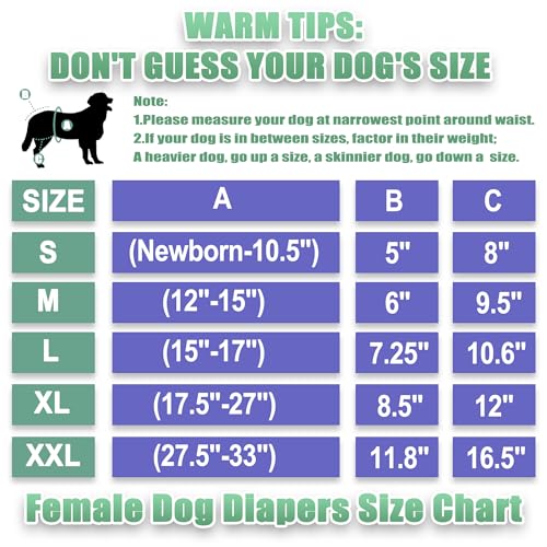 wegreeco Washable Dog Diapers for Females, Pack of 3, Large, Colourful - Reusable & Absorbent