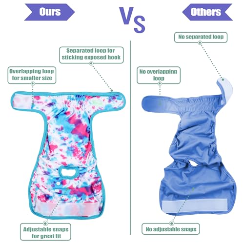 wegreeco Washable Dog Diapers for Females, Pack of 3, Large, Colourful - Reusable & Absorbent
