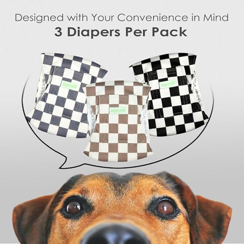 wegreeco Washable Male Dog Belly Band, Pack of 3, Large, Checkerboard Pattern (Black/Grey/Dark Coffee)