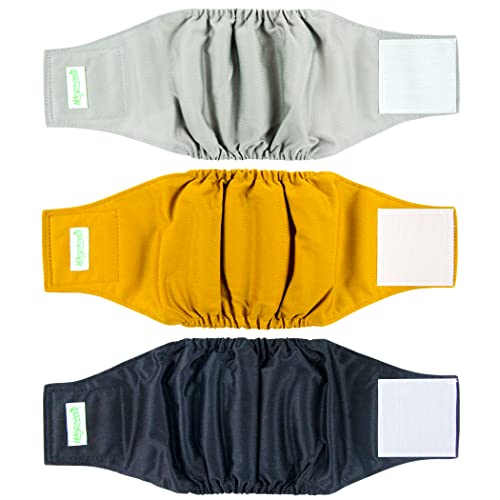 wegreeco Washable Male Dog Belly Wrap – 3-Pack (Medium, Gold/Black/Grey)