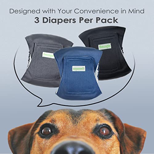 Wegreeco Washable Male Dog Belly Wraps 3-Pack - Large for Dogs 18-20 inch Waist (Black, Charcoal, Navy)