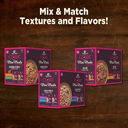 Wellness CORE Small Breed Mini Meals Pate Variety Pack – Grain-Free Wet Dog Food for Adult Dogs, 12 Pack