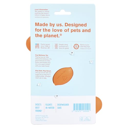 West Paw Zogoflex Bumi Dog Toy – S-Shaped Tug and Fetch Toy for Interactive Play, Small 8-inch Tangerine