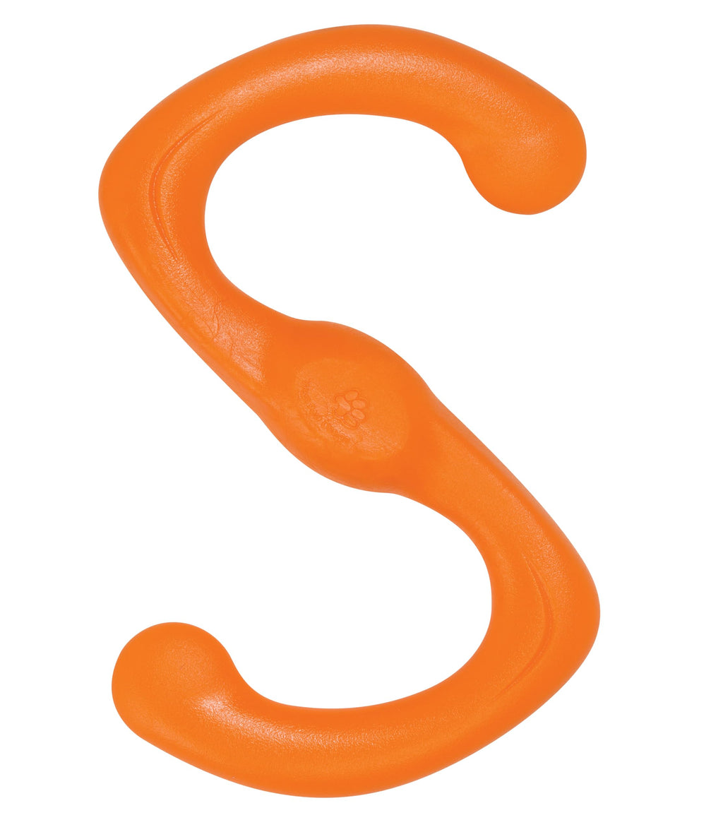 West Paw Zogoflex Bumi Dog Toy – S-Shaped Tug and Fetch Toy for Interactive Play, Small 8-inch Tangerine