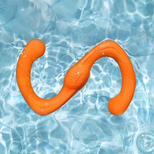 West Paw Zogoflex Bumi Dog Tug Toy – Large 9.5" Tangerine, S-Shaped, Latex-Free, Gentle Chewer