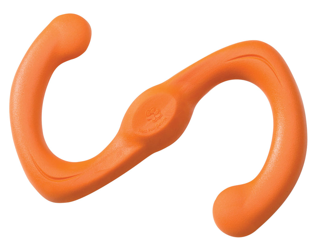 West Paw Zogoflex Bumi Dog Tug Toy – Large 9.5" Tangerine, S-Shaped, Latex-Free, Gentle Chewer