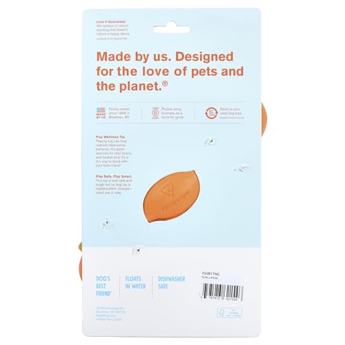 West Paw Zogoflex Bumi Dog Tug Toy – Large 9.5" Tangerine, S-Shaped, Latex-Free, Gentle Chewer