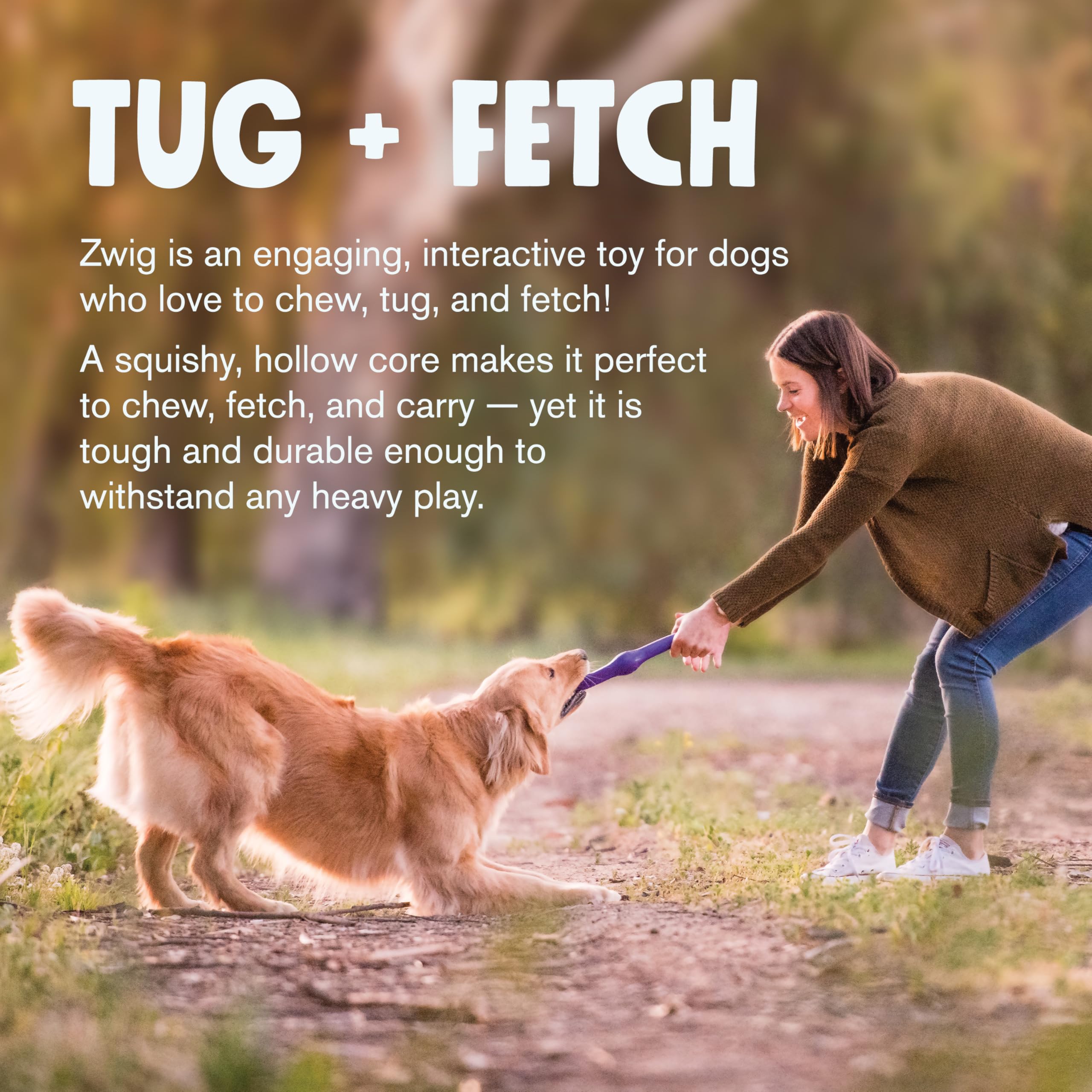 West Paw Zogoflex Echo Zwig Dog Fetching Stick – Hollow, Squishy, Floatable Fetch Toy for Large Dogs, 13.75 Inches, Aqua Blue