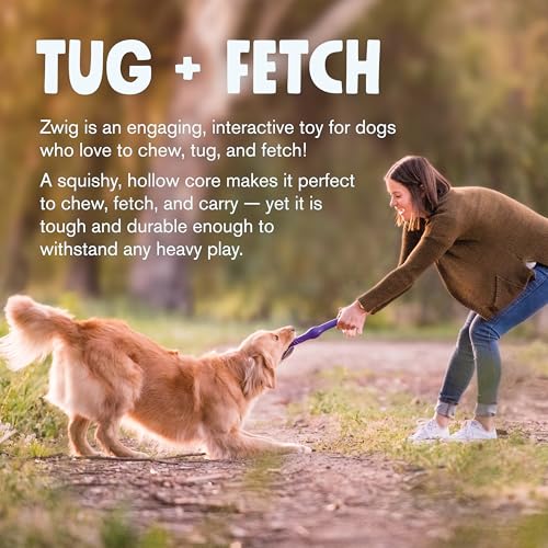West Paw Zogoflex Echo Zwig Dog Fetching Stick – Hollow, Squishy, Floatable Fetch Toy for Large Dogs, 13.75 Inches, Aqua Blue