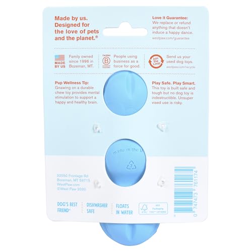 WEST PAW Zogoflex Rumpus Dog Chew Toy – Medium 6.25" Aqua Blue – Floatable, Durable Toy for Aggressive Chewers