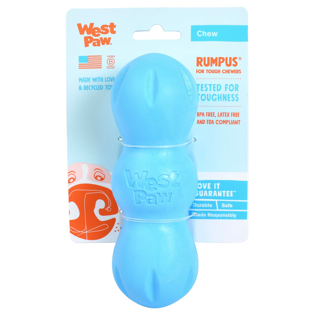 WEST PAW Zogoflex Rumpus Dog Chew Toy – Medium 6.25" Aqua Blue – Floatable, Durable Toy for Aggressive Chewers