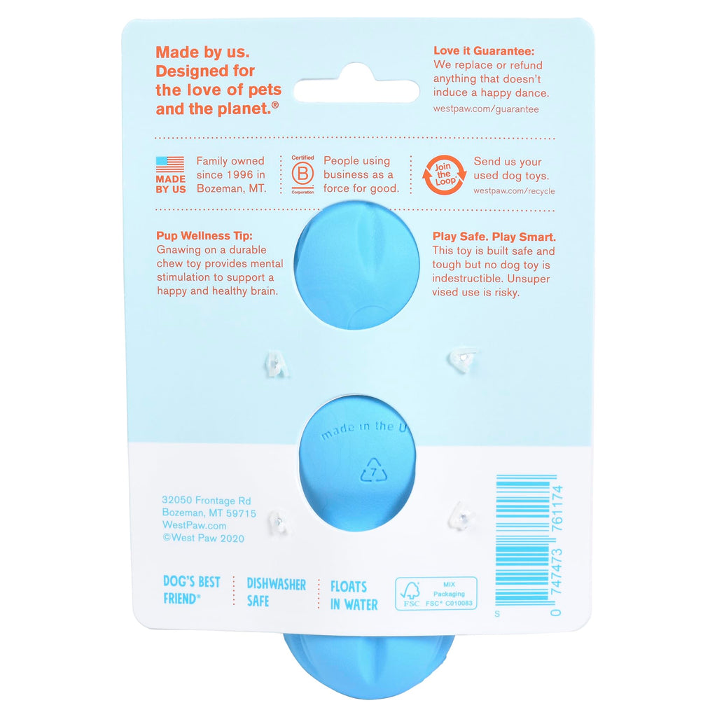 WEST PAW Zogoflex Rumpus Dog Chew Toy – Medium 6.25" Aqua Blue – Floatable, Durable Toy for Aggressive Chewers