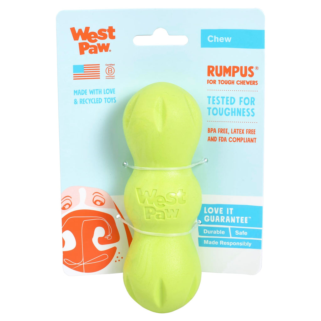 West Paw Zogoflex Rumpus Dog Chew Toy, Small 5.25", Granny Smith – Floatable, Tough, Dishwasher-Safe