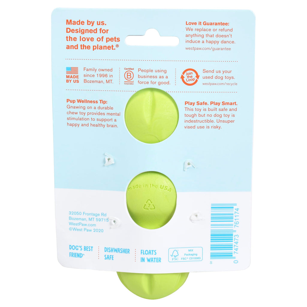 West Paw Zogoflex Rumpus Dog Chew Toy, Small 5.25", Granny Smith – Floatable, Tough, Dishwasher-Safe