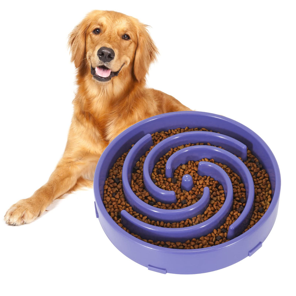 WHIPPY Slow Feeder Large Dog Bowl - Lavender, Non-Slip Maze Puzzle for Bloat Prevention