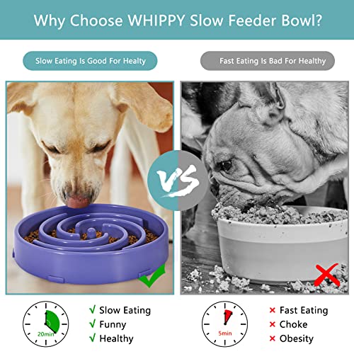 WHIPPY Slow Feeder Large Dog Bowl - Lavender, Non-Slip Maze Puzzle for Bloat Prevention