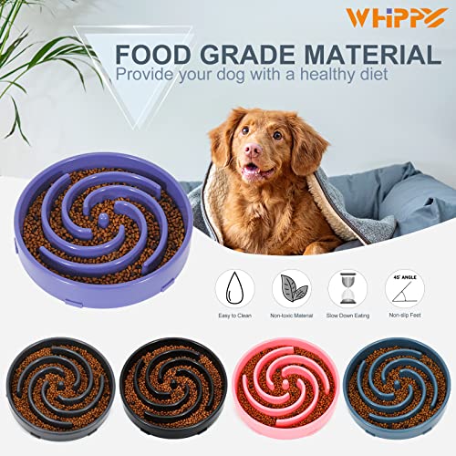 WHIPPY Slow Feeder Large Dog Bowl - Lavender, Non-Slip Maze Puzzle for Bloat Prevention