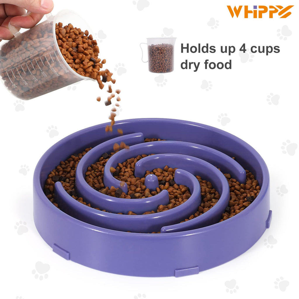 WHIPPY Slow Feeder Large Dog Bowl - Lavender, Non-Slip Maze Puzzle for Bloat Prevention