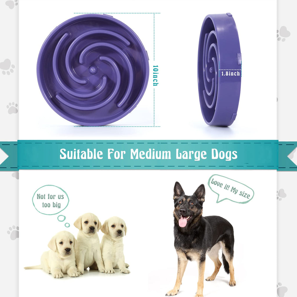 WHIPPY Slow Feeder Large Dog Bowl - Lavender, Non-Slip Maze Puzzle for Bloat Prevention