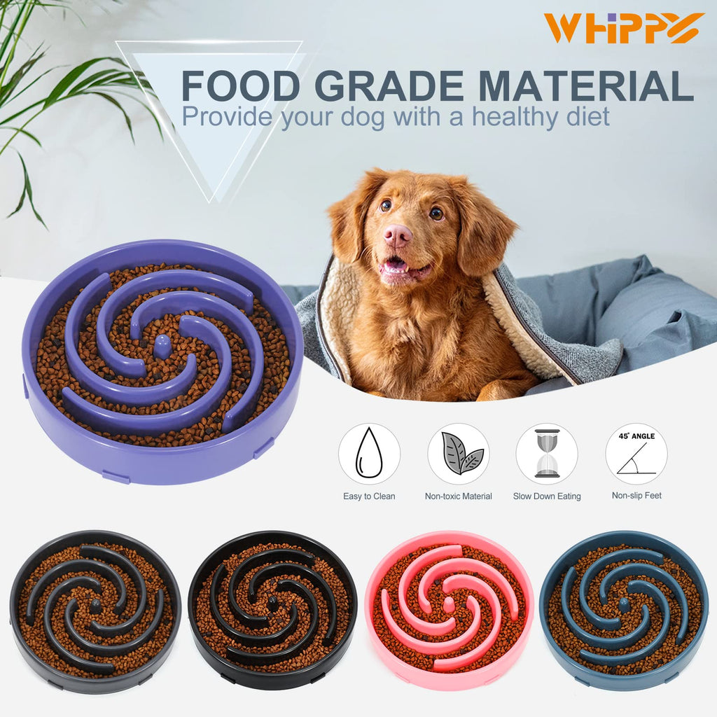 WHIPPY Slow Feeder Large Dog Bowl - Lavender, Non-Slip Maze Puzzle for Bloat Prevention