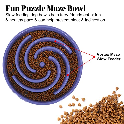 WHIPPY Slow Feeder Large Dog Bowl - Lavender, Non-Slip Maze Puzzle for Bloat Prevention