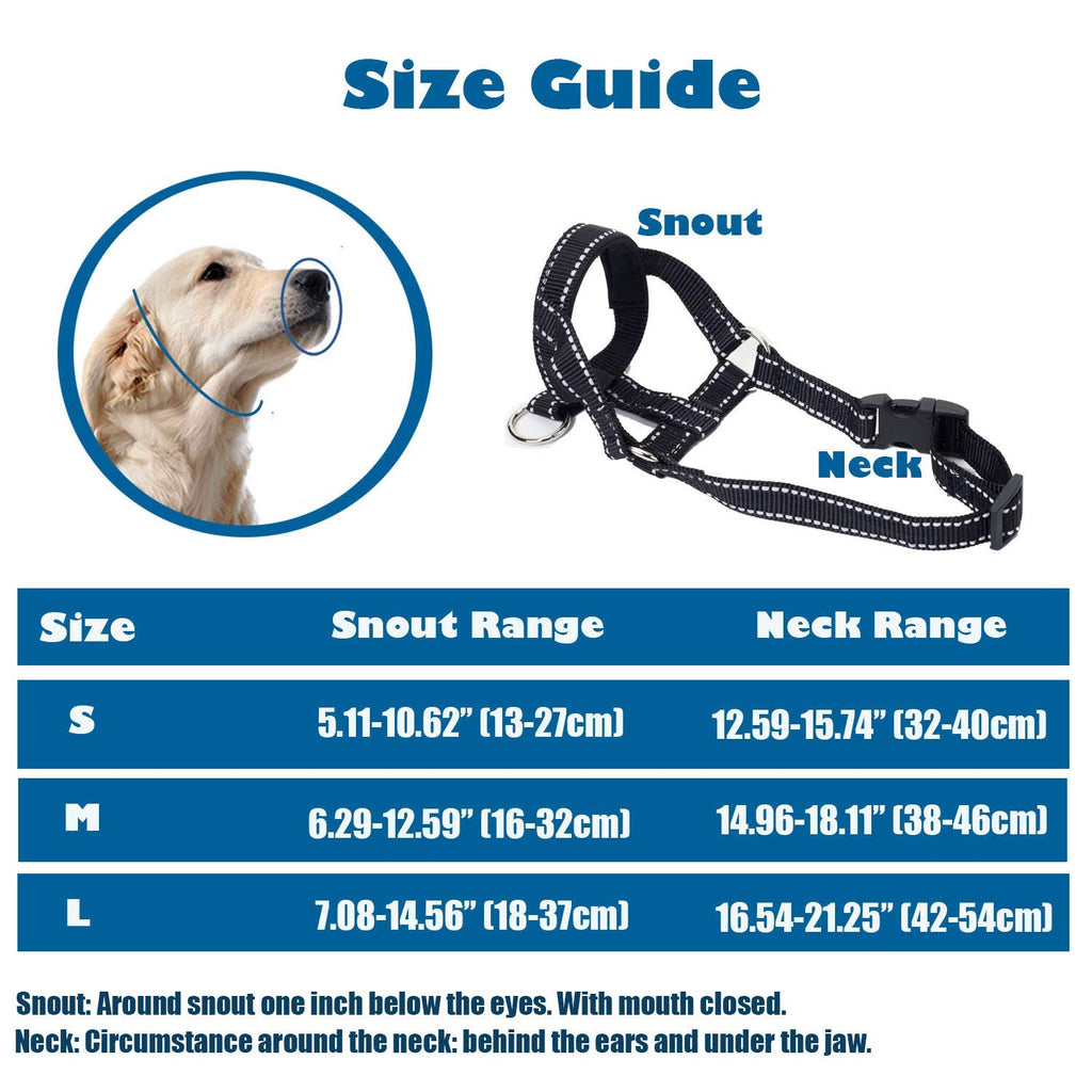 wintchuk Dog Head Collar – Reflective No-Pull Headcollar for Small, Medium & Large Dogs (M, Black)