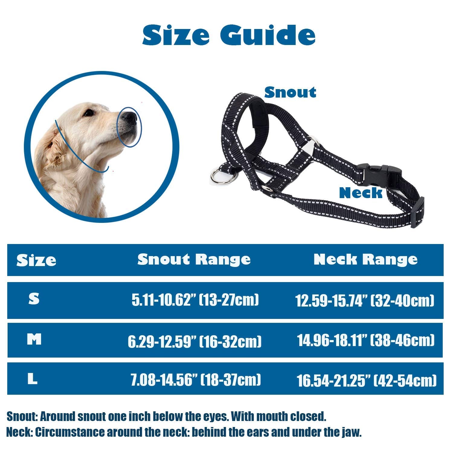 wintchuk Dog Head Collar – Reflective No-Pull Headcollar for Small, Medium & Large Dogs (M, Black)