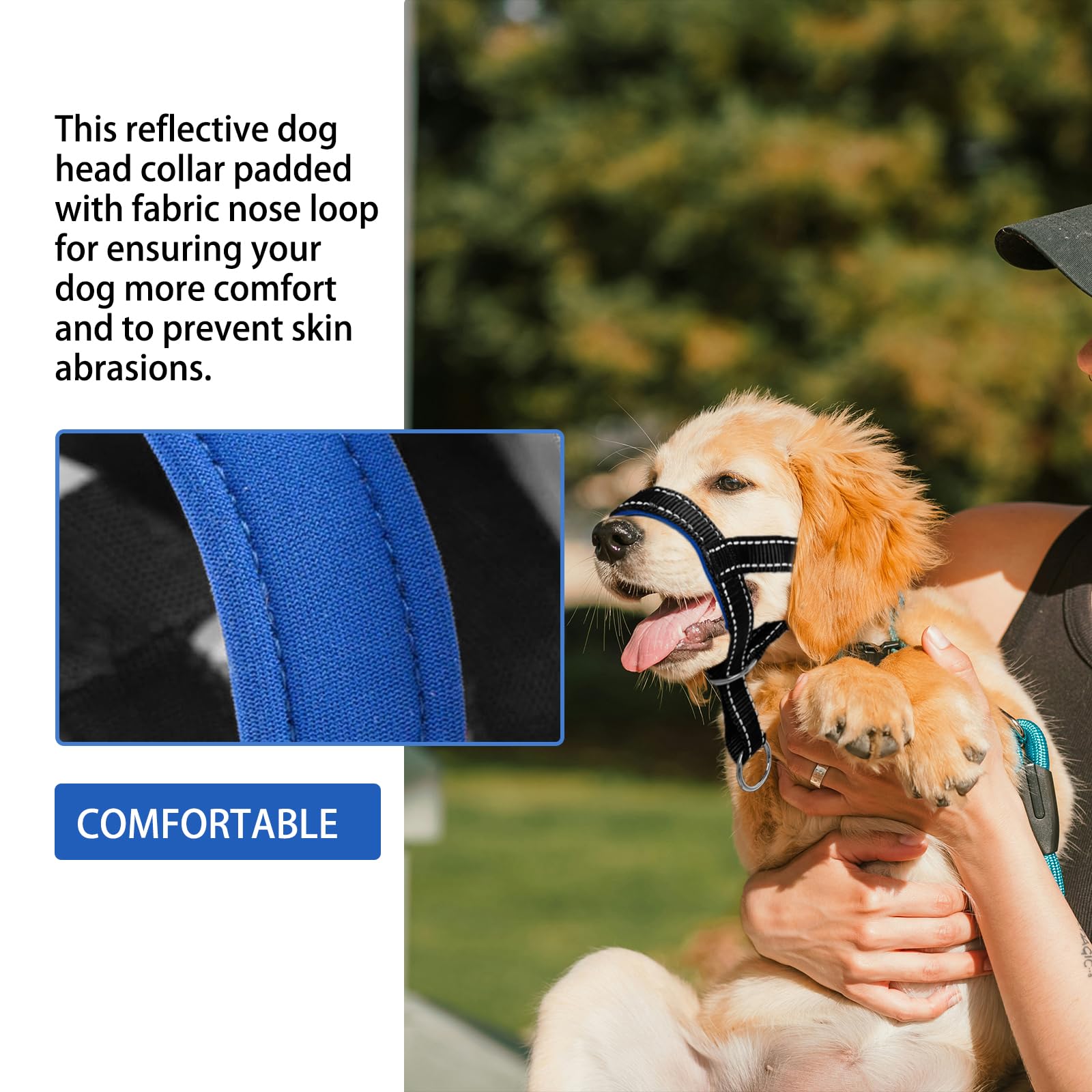 wintchuk Dog Head Collar – Reflective No-Pull Headcollar for Small, Medium & Large Dogs (M, Black)