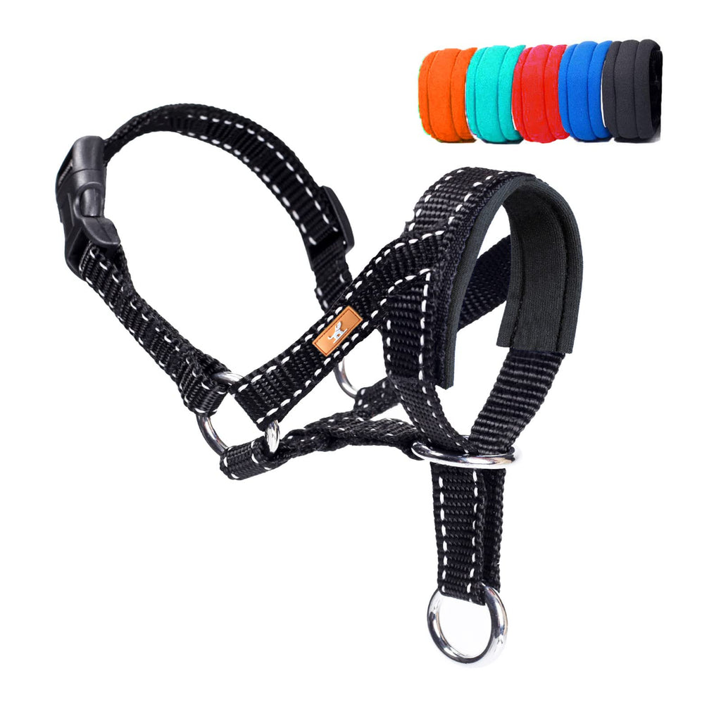 wintchuk Dog Head Collar – Reflective Strap to Stop Pulling, Adjustable, Size L, Black