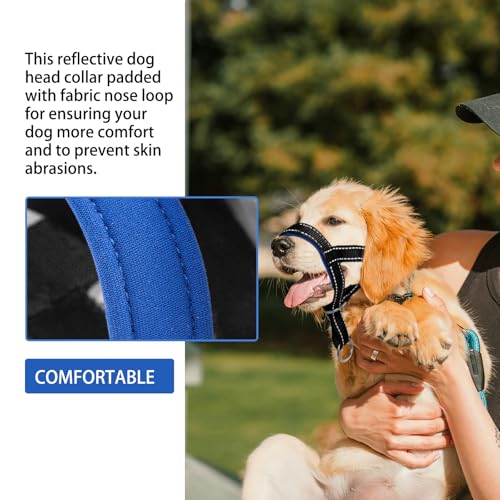 wintchuk Dog Head Collar – Reflective Strap to Stop Pulling, Adjustable, Size L, Black