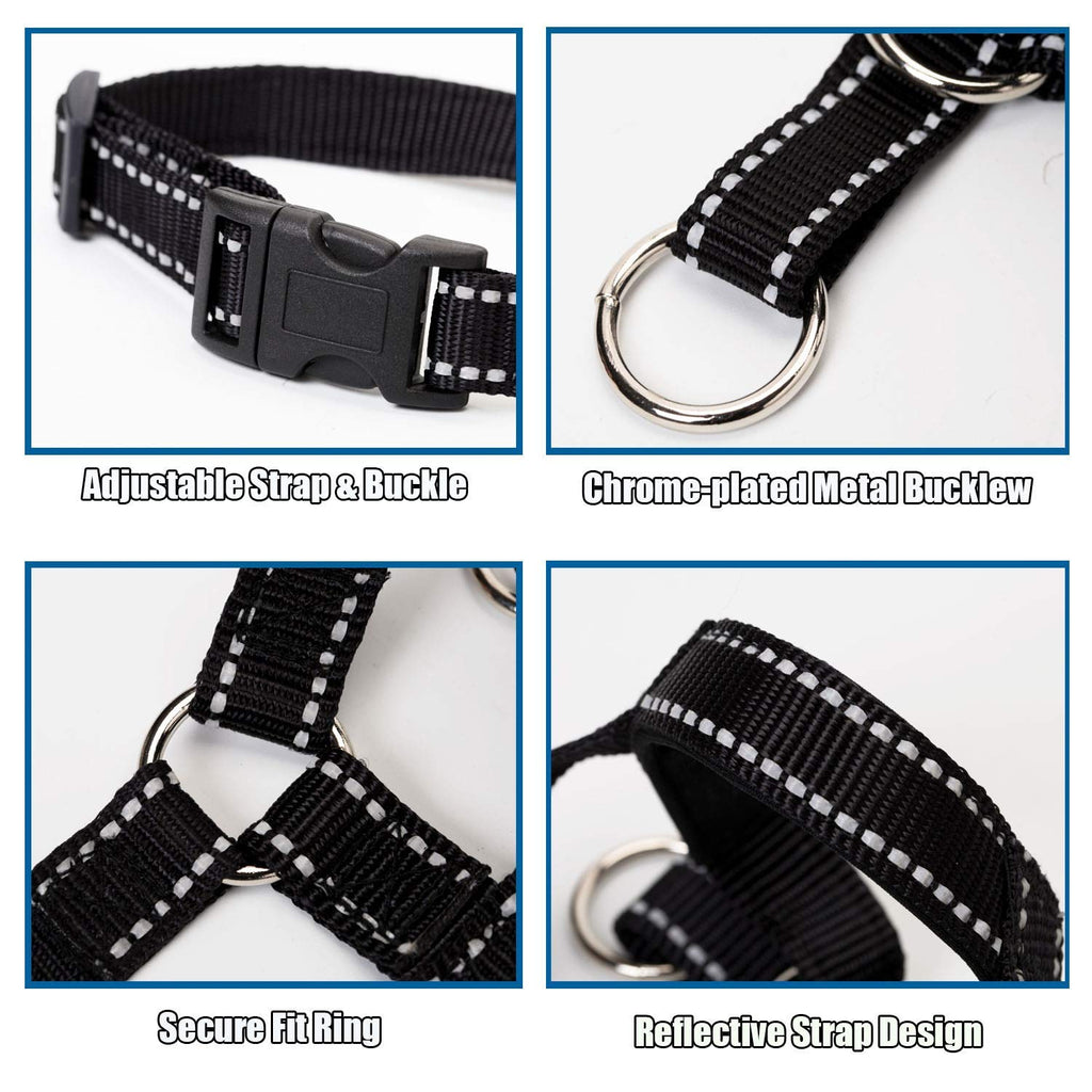 wintchuk Dog Head Collar – Reflective Strap to Stop Pulling, Adjustable, Size L, Black