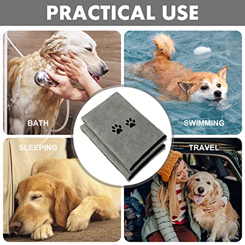 Wipela 2-Pack Microfiber Pet Bath Towel - 20x35 Inches, Grey, Ultra Absorbent for Dogs and Cats