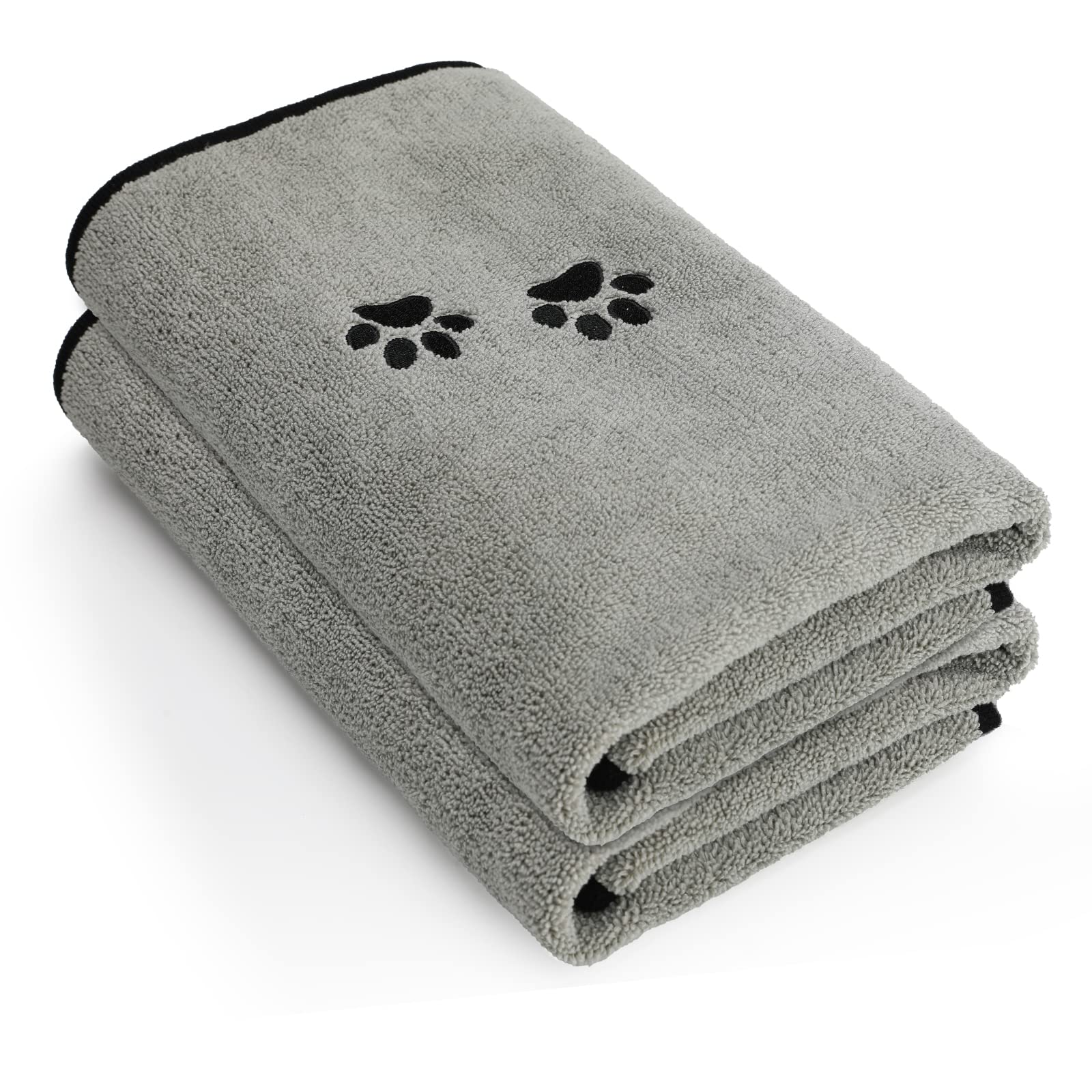 Wipela 2-Pack Microfiber Pet Bath Towel - 20x35 Inches, Grey, Ultra Absorbent for Dogs and Cats