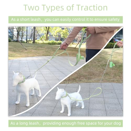 Wisedog Dog Leash with Two Handles - Soft Padded Control with Poop Bag Holder, Adjustable 4.2-5 ft, Heavy Duty for Medium & Large Dogs (Sage Green)