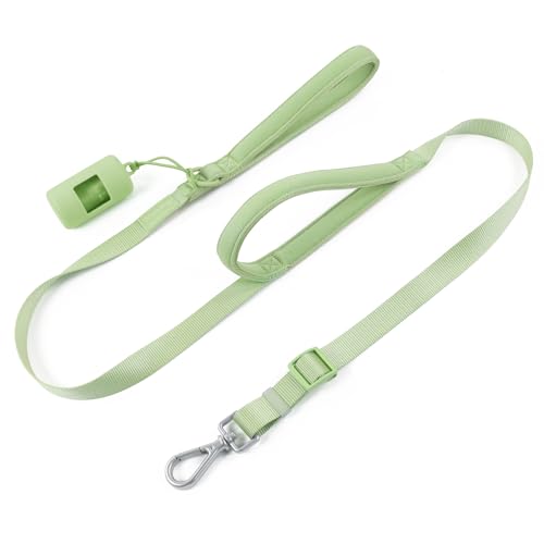 Wisedog Dog Leash with Two Handles - Soft Padded Control with Poop Bag Holder, Adjustable 4.2-5 ft, Heavy Duty for Medium & Large Dogs (Sage Green)