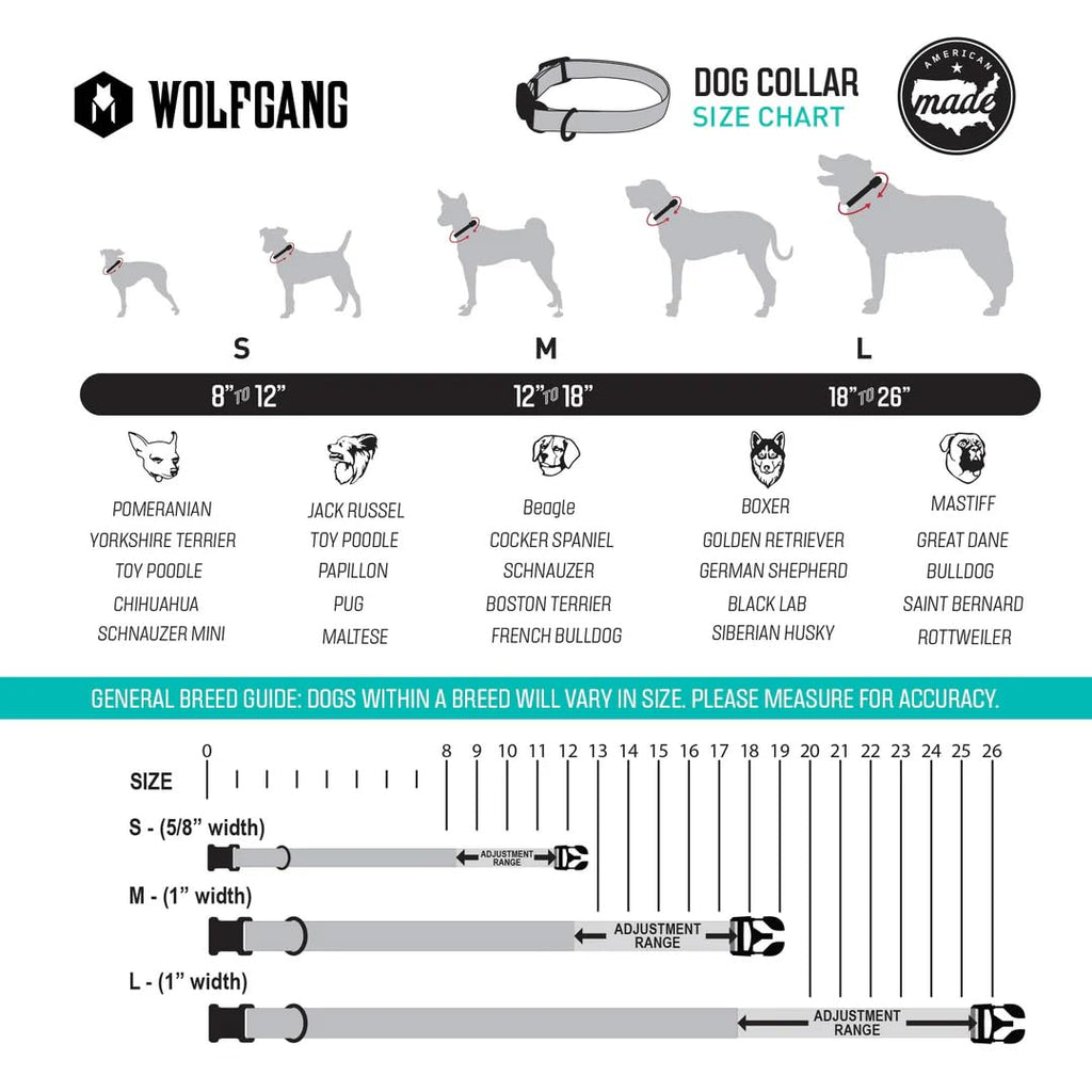 Wolfgang Heavy Duty Adjustable Dog Collar - PackLeader Print - Medium - 800 lb Pull Strength