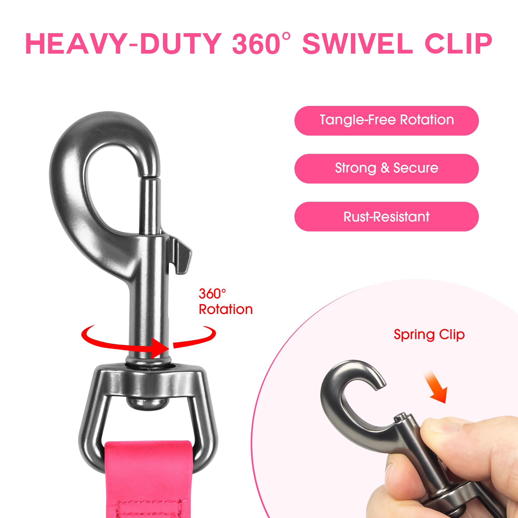 Wolfone 20ft Pink Long Leash – Waterproof Training Leash for Recall, Swimming, Camping & Beach