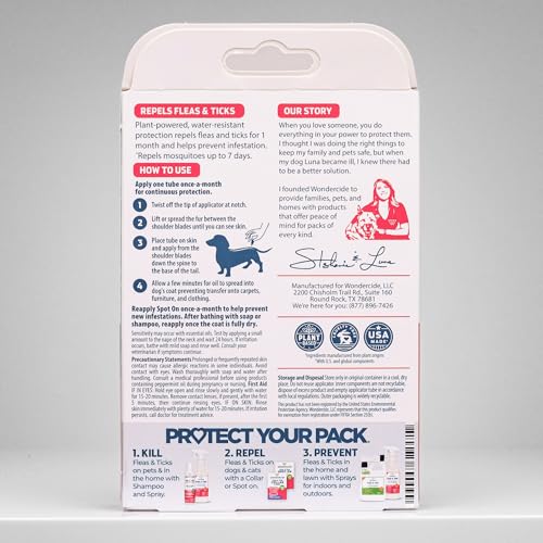 Wondercide Flea & Tick Spot On for Medium Dogs (20–35 lbs) – 3-Month Supply of Peppermint-Scented, Plant-Based Topical Drops