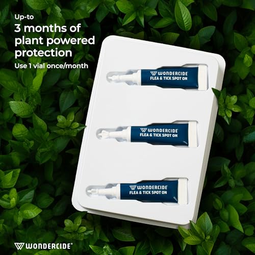 Wondercide Flea & Tick Spot On for Medium Dogs (20–35 lbs) – 3-Month Supply of Peppermint-Scented, Plant-Based Topical Drops
