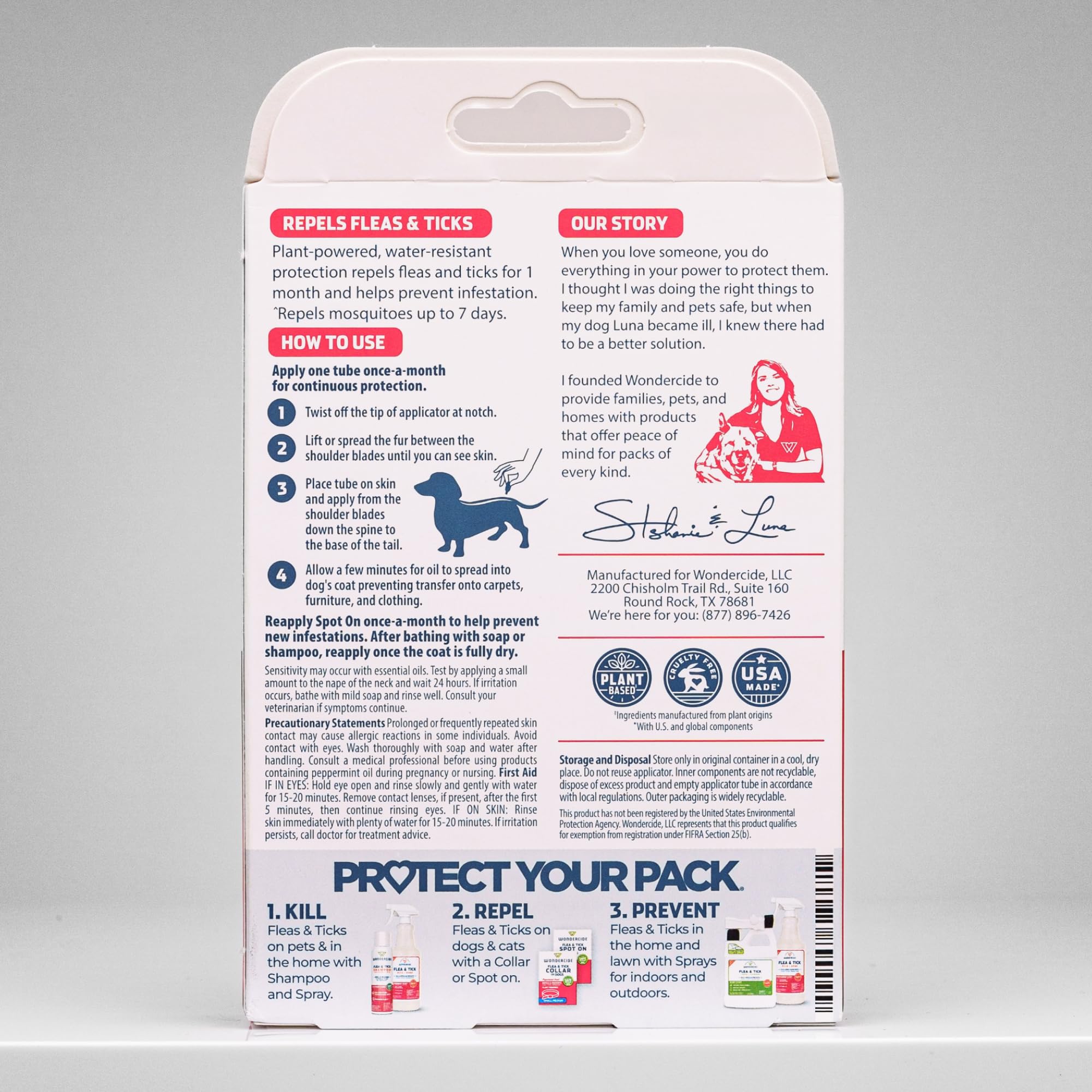 Wondercide Flea & Tick Spot On for Medium Dogs (20–35 lbs) – 3-Month Supply of Peppermint-Scented, Plant-Based Topical Drops