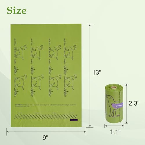 Wowflash 720-Count Lavender Scented Dog Poop Bags – Leakproof, Strong, 13” x 9” Rolls