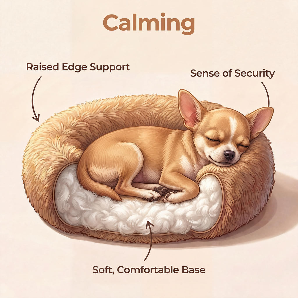 wrkfree 15-Inch Tiny Dog Bed: Soft Faux Fur Donut Bed for Extra Small Breeds (Brown)