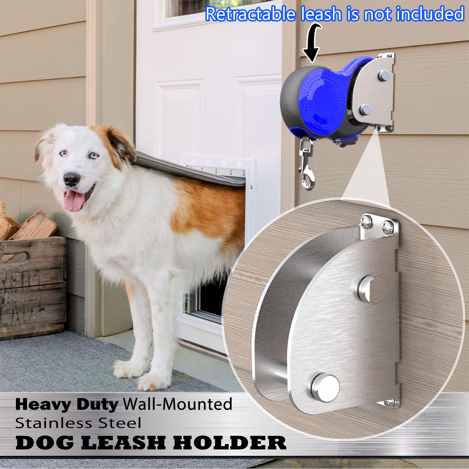 X-TECOKIT Heavy Duty Wall Mount Dog Leash Holder, Stainless Steel, 1200 lbs Capacity