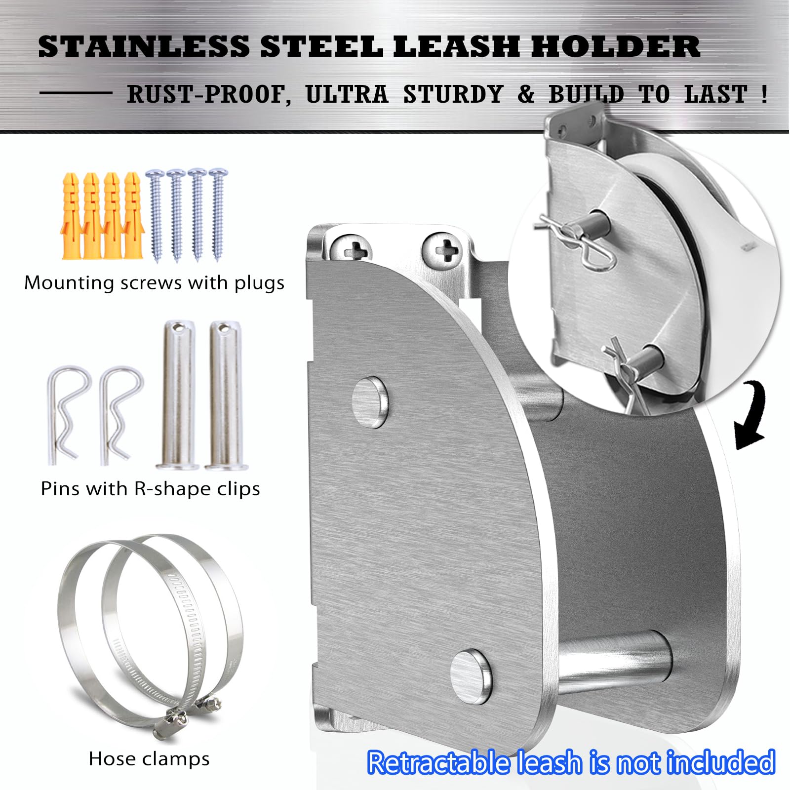 X-TECOKIT Heavy Duty Wall Mount Dog Leash Holder, Stainless Steel, 1200 lbs Capacity