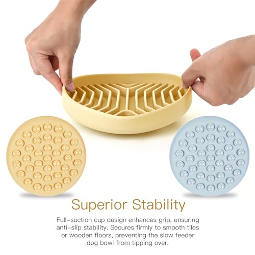 XAQMHSW 2-Pack Silicone Slow Feeder Dog Bowls with Suction Cups - Puzzle Design for Healthy Eating, Anti-Choking, Non-Slip, for Small & Medium Dogs and Cats
