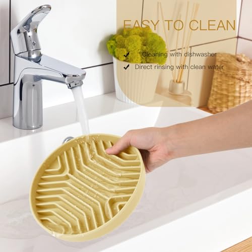 XAQMHSW 2-Pack Silicone Slow Feeder Dog Bowls with Suction Cups - Puzzle Design for Healthy Eating, Anti-Choking, Non-Slip, for Small & Medium Dogs and Cats