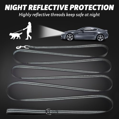 XiaZ 100-Foot Dog Training Leash – Heavy Duty Nylon with Padded Handle, Reflective Strips & 550 LBS Bearing